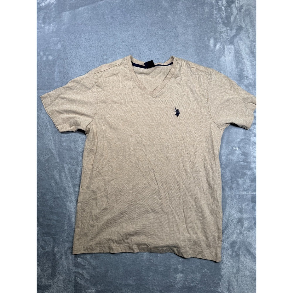 U.S. Polo Assn. Mens Beige V-Neck Short Sleeve T-Shirt Size S 11C025